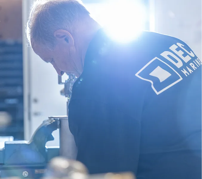 close up of employee in workshop